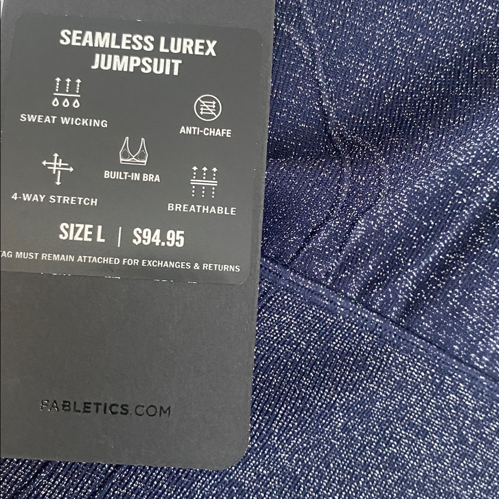 Fabletics Shimmering Navy Blue Seamless Jumpsuit NWTs - Picture 12 of 13